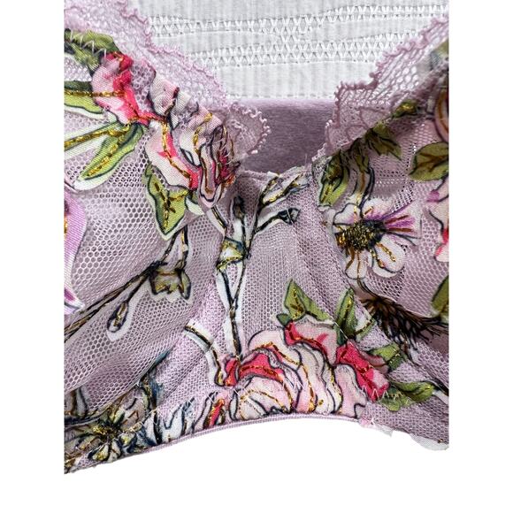 Victoria's Secret Bra Dream Angel Lavender Embroidered Floral Lace Size 32D - Picture 6 of 12